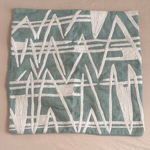 West Elm Teal and White Woven Diamonds Decorative Pillow Cover